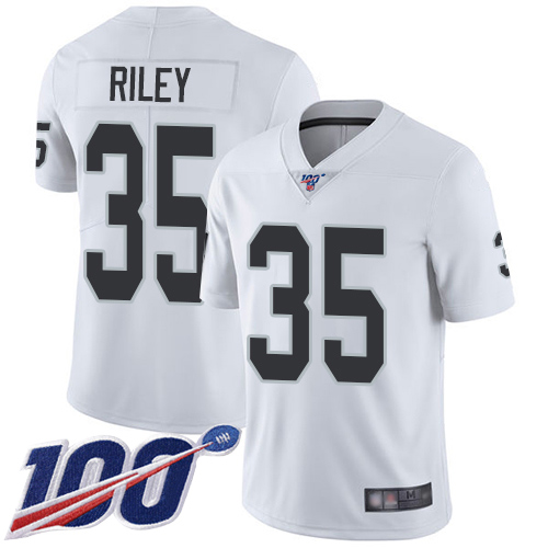 Men Oakland Raiders Limited White Curtis Riley Road Jersey NFL Football #35 100th Season Vapor Jersey